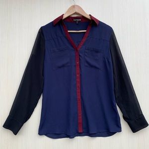 Express Color Block Slim Portofino Shirt